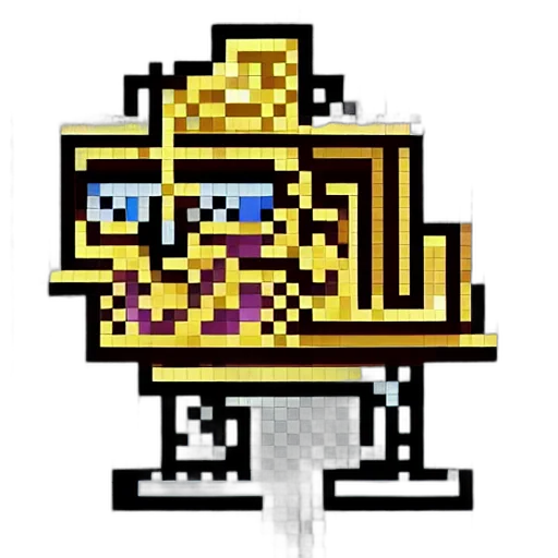 crown, robot, staff, jewelry, pixel art, concept art, 3d render, fantasy art transparent PNG cut-out