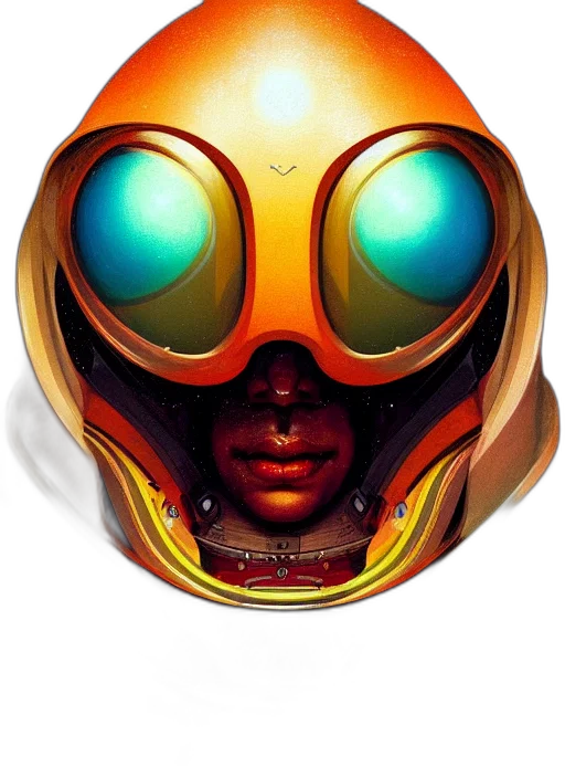mask, face, robot, jewelry, concept art, comic book art, 3d render, cyberpunk transparent PNG cut-out