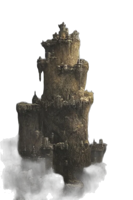crown, building, dragon, sword, concept art, fantasy art, 3d render, watercolor transparent PNG cut-out
