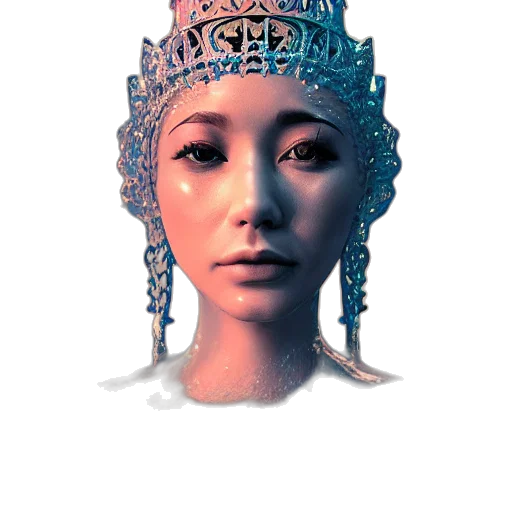 crown, face, mask, jewelry, concept art, photorealistic, fantasy art, 3d render transparent PNG cut-out