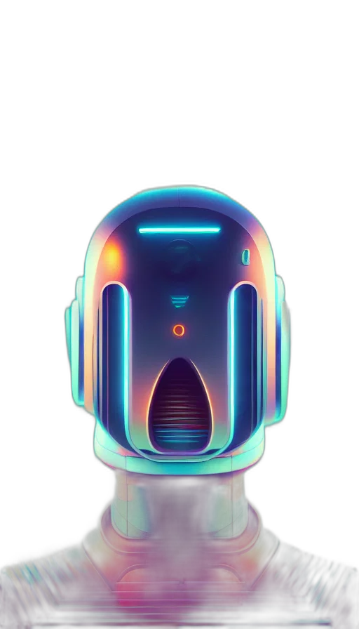 robot, mask, face, creature, cyberpunk, concept art, vaporwave, 3d render transparent PNG cut-out