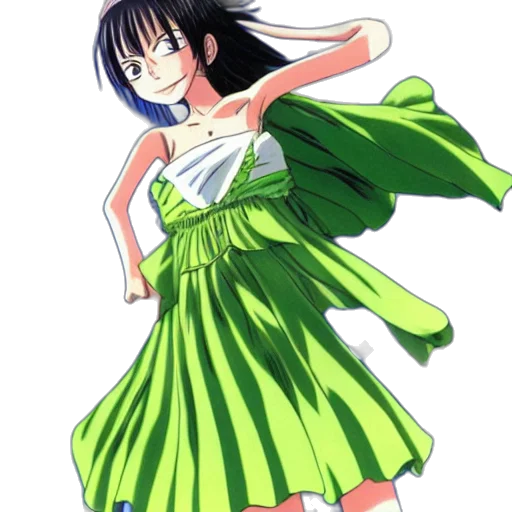 dress, anime, cartoon, concept art, photorealistic, green, monochrome, girl transparent PNG cut-out