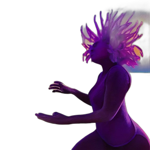 creature, crown, mask, hair, concept art, vaporwave, fantasy art, cyberpunk transparent PNG cut-out