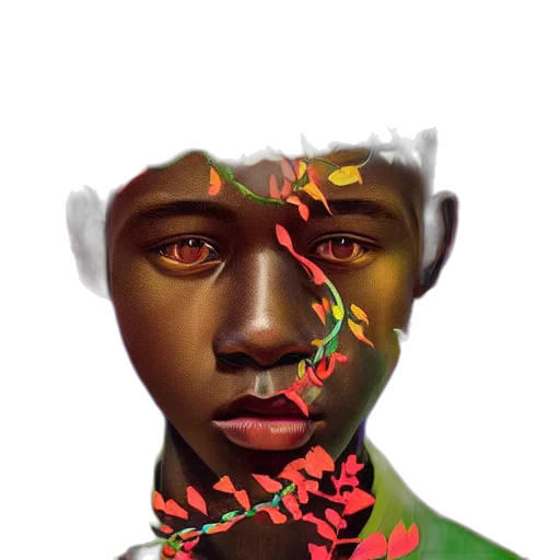 face, flower, mask, crown, photorealistic, watercolor, concept art, oil painting transparent PNG cut-out