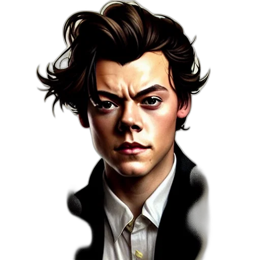 hair, face, photorealistic, cartoon, oil painting, watercolor, harry, styles transparent PNG cut-out