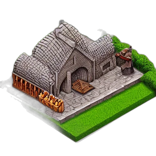 building, furniture, 3d render, pixel art transparent PNG cut-out