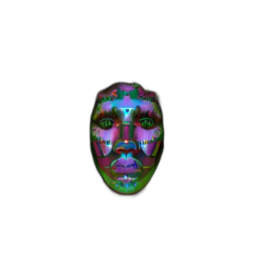 mask, face, creature, crown, 3d render, pixel art, vaporwave, photorealistic transparent PNG cut-out