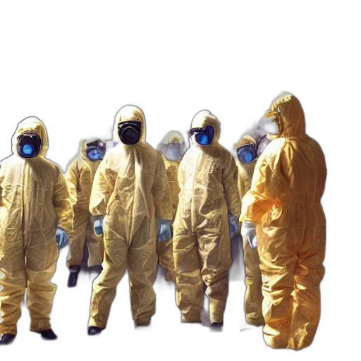 jacket, mask, wide, shot, photo, group, scientists, hazmat transparent PNG cut-out