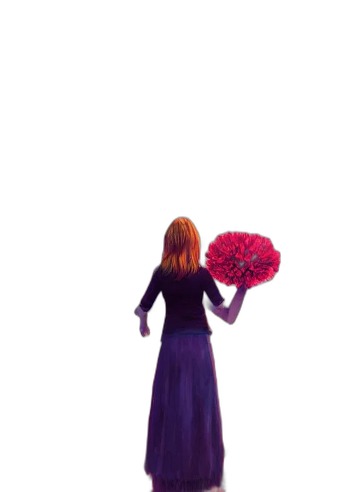 dress, umbrella, flower, staff transparent PNG cut-out