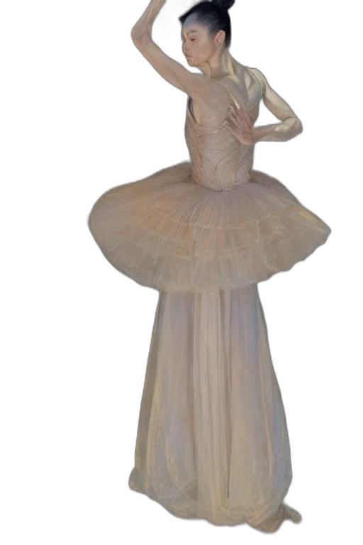 dress, 3d render, portrait, asian transparent PNG cut-out