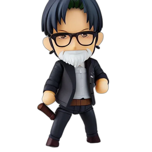 3d render, old, man, nendoroid, figurine, detailed, product, photo transparent PNG cut-out