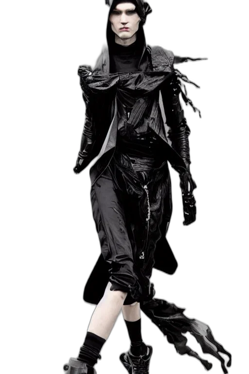 jacket, mask, creature, hair, cyberpunk, concept art, dark, monochrome transparent PNG cut-out