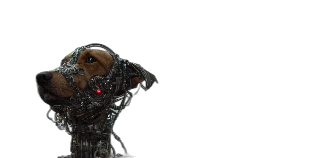 robot, creature, animal, cyberpunk, 3d render, concept art, outer space, hiper transparent PNG cut-out