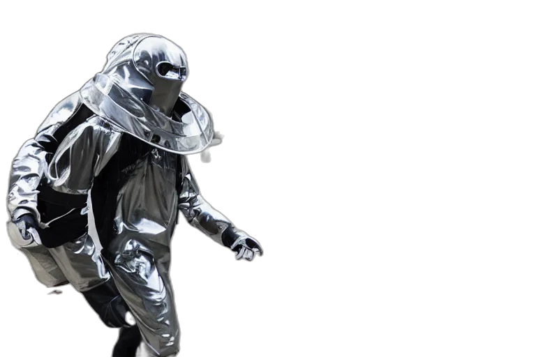 jacket, robot, mask, creature, concept art, cyberpunk, 3d render, outer space transparent PNG cut-out