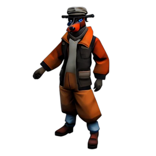 jacket, staff, mask, weapon, concept art, 3d render, pixel art, cyberpunk transparent PNG cut-out