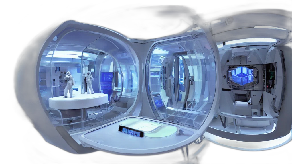 robot, concept art, 3d render, futuristic, enclosed, medical, pod, glass transparent PNG cut-out