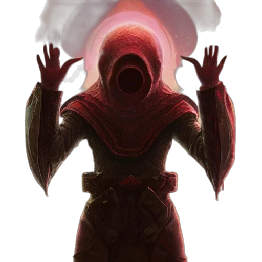 mask, staff, creature, face, concept art, fantasy art, comic book art, pixel art transparent PNG cut-out