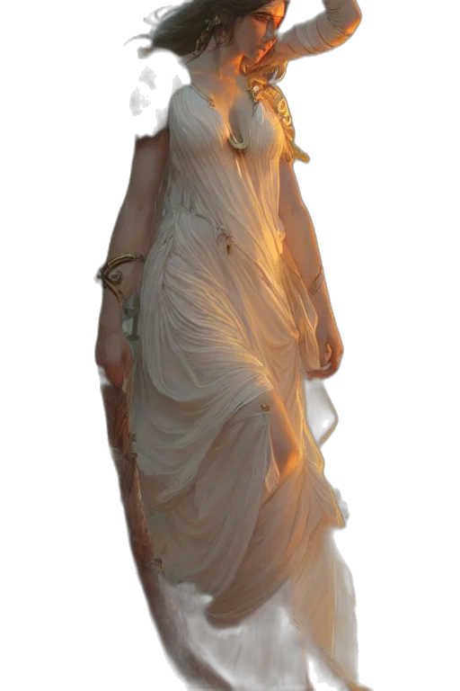 dress, staff, jewelry, sword, 3d render, concept art, fantasy art, photorealistic transparent PNG cut-out