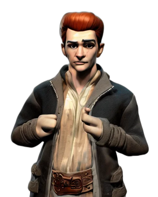 jacket, staff, weapon, face transparent PNG cut-out