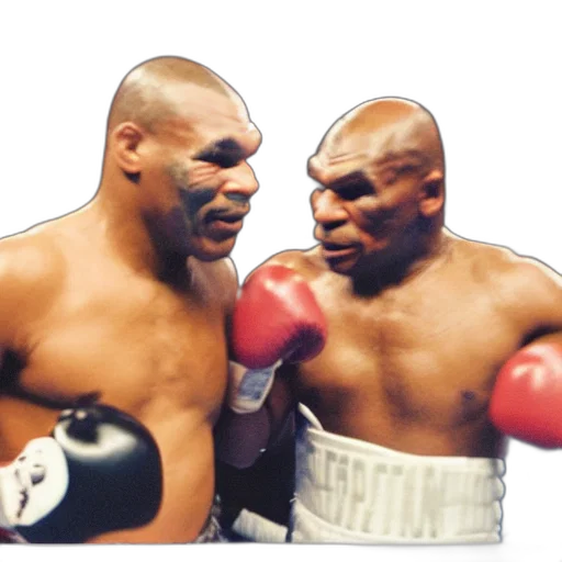 photorealistic, polaroid, mike, tyson, throwing, punch, boxing, ring transparent PNG cut-out