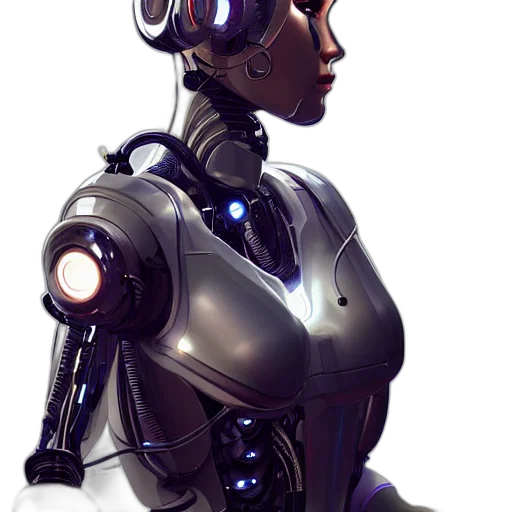 robot, cyberpunk, concept art, 3d render transparent PNG cut-out