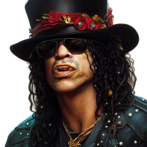 hat, face, jewelry, photorealistic, slash, portrait, guns, roses transparent PNG cut-out