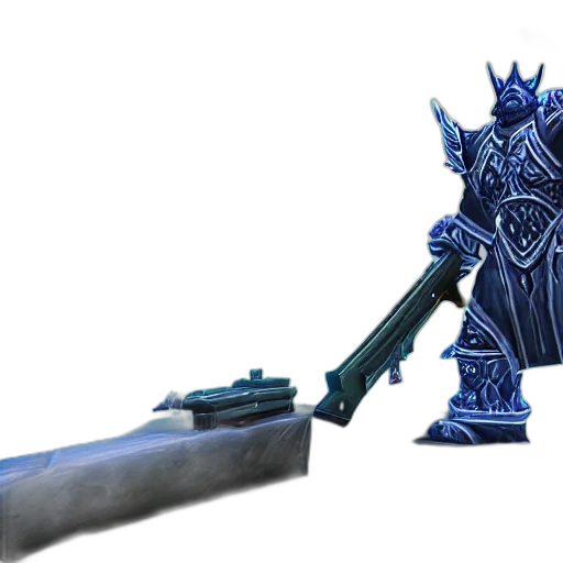 weapon, sword, staff, crown, 3d render, concept art, fantasy art, blue transparent PNG cut-out