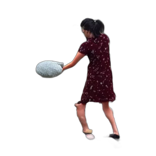 dress, shoes, weapon, photorealistic, morbid, woman, throwing, rocks transparent PNG cut-out