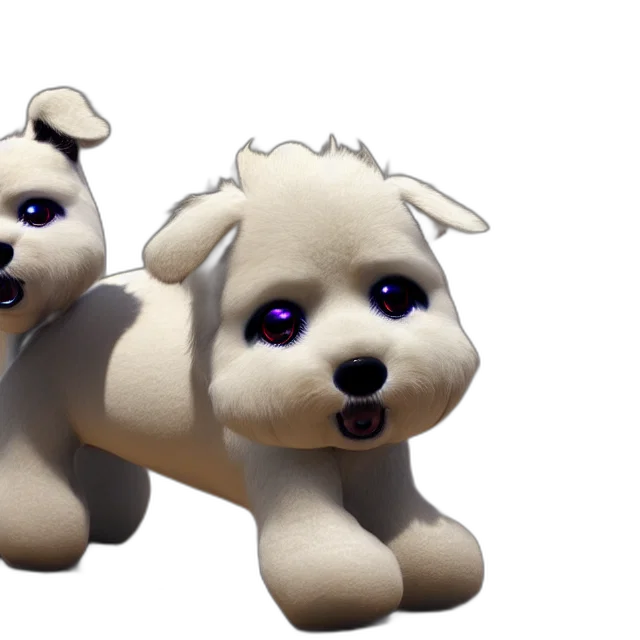 3d render, photorealistic, concept art, pixel art, toy, dog, designed, takashi transparent PNG cut-out