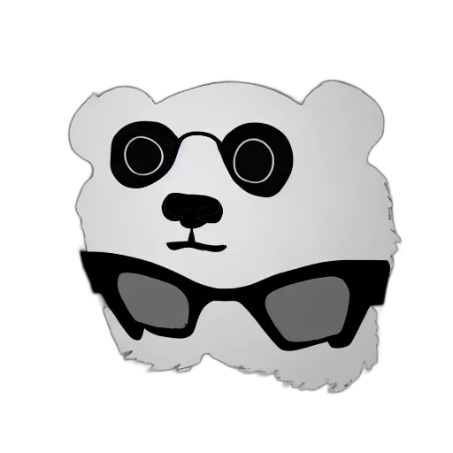 animal, 3d render, pixel art, cartoon, concept art, monochrome, panda, sunglasses transparent PNG cut-out