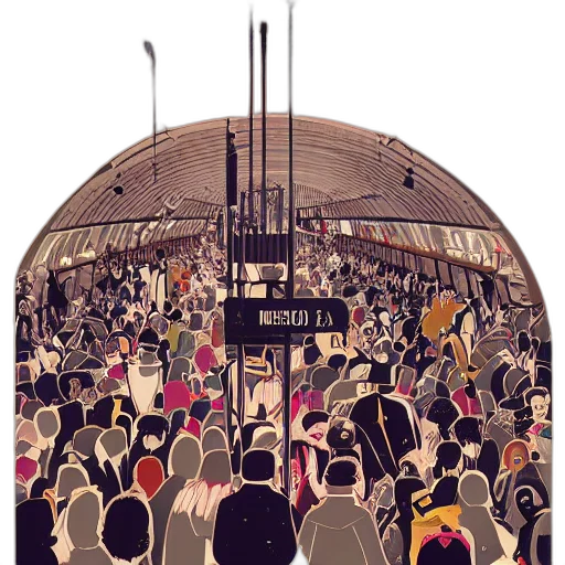umbrella, mask, staff, robot, concept art, cartoon, comic book art, city street transparent PNG cut-out