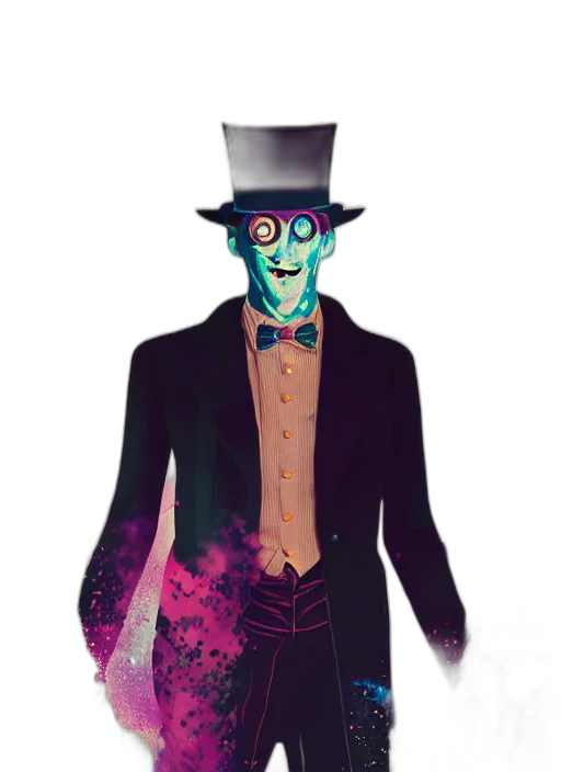 mask, staff, robot, creature, concept art, cartoon, comic book art, fantasy art transparent PNG cut-out