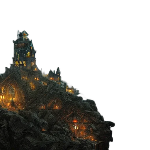 building, crown, dragon, concept art, fantasy art, 3d render, photorealistic, night transparent PNG cut-out