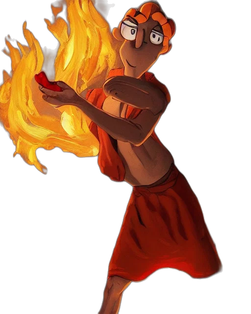 staff, concept art, pixel art, cartoon, fantasy art, fire, red, squidward transparent PNG cut-out