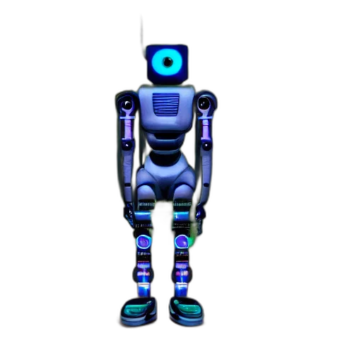 robot, staff, animal, weapon, 3d render, concept art, pixel art, vaporwave transparent PNG cut-out