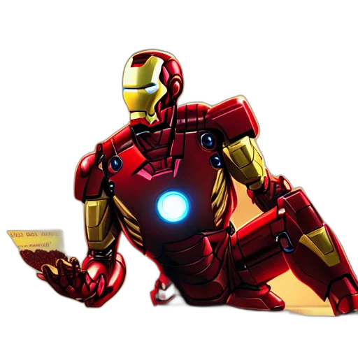 robot, 3d render, comic book art, concept art, pixel art, iron, man, sit transparent PNG cut-out