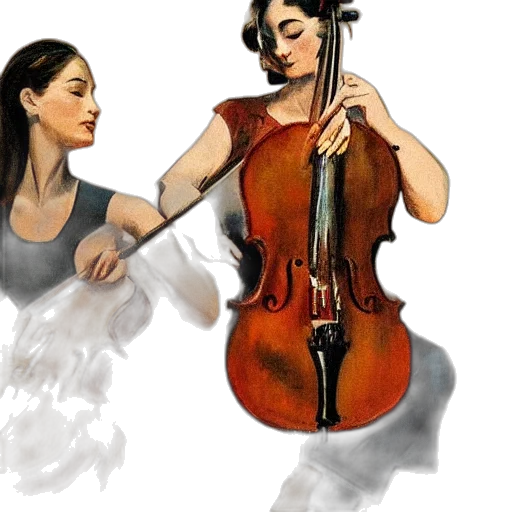 concept art, photorealistic, oil painting, watercolor, cello, violin, concert, art transparent PNG cut-out