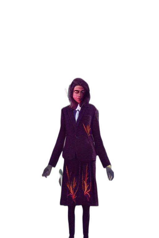 jacket, dress, staff, concept art, 3d render, fantasy art, pixel art, fire transparent PNG cut-out