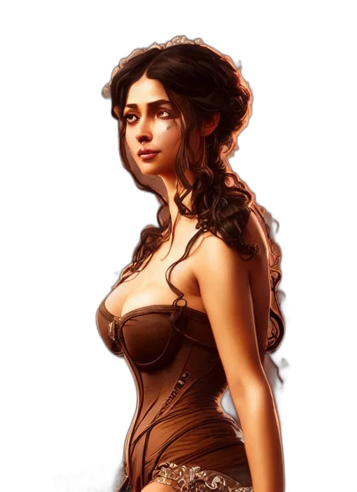 dress, fantasy art, concept art, photorealistic, comic book art, golden, earth tones, cute transparent PNG cut-out