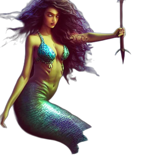 fantasy art, concept art, pixel art, photorealistic, underwater, legendary, mermaid, emerging transparent PNG cut-out