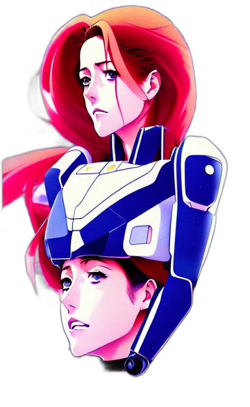 robot, face, concept art, anime, comic book art, vaporwave, outer space, red transparent PNG cut-out