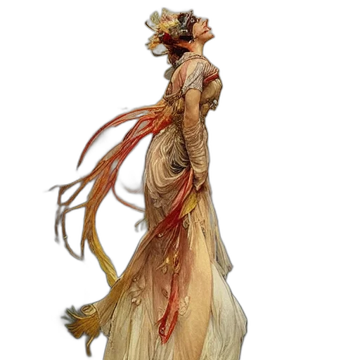 dress, staff, hair, mask transparent PNG cut-out