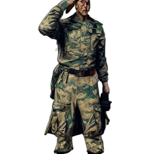 jacket, staff, weapon, face, concept art, pixel art, photorealistic, comic book art transparent PNG cut-out