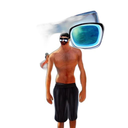 mask, staff, creature, face, vaporwave, 3d render, concept art, photorealistic transparent PNG cut-out