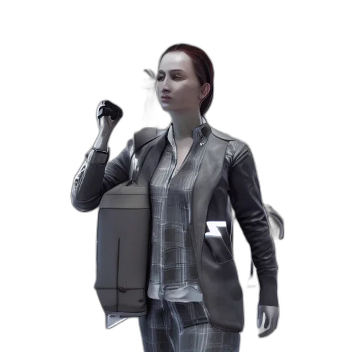jacket, robot, staff, weapon transparent PNG cut-out