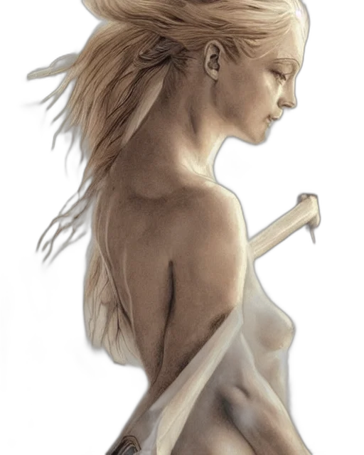 hair, jewelry, face, creature, concept art, fantasy art, photorealistic, watercolor transparent PNG cut-out