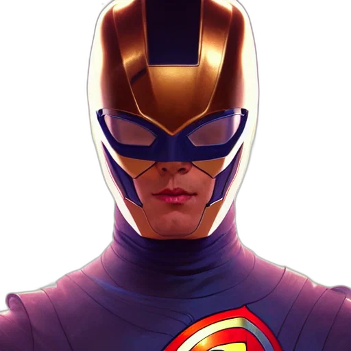 mask, face, comic book art, concept art, 3d render, photorealistic, space, powered transparent PNG cut-out