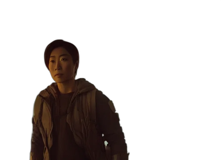 jacket, staff, face, robot transparent PNG cut-out
