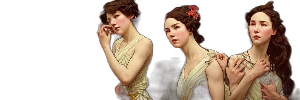 dress, jewelry, face, photorealistic, concept art, fantasy art, oil painting, golden transparent PNG cut-out