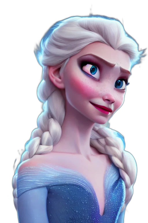 face, dress, fantasy art, 3d render, concept art, photorealistic, snow, blue transparent PNG cut-out